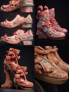 中国风类的古风鞋AI创意欣赏